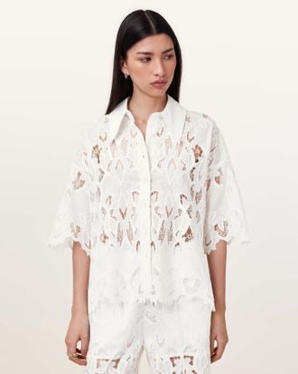 AllSaints Charli Relaxed Fit Embroidered Shirt