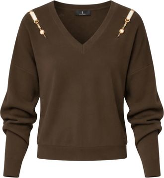 Fracomina Maglia Scollo a V - - Knitwear - Donna - Marrone - M