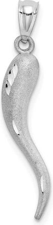 Diamond2Deal 10k White Gold Solid Diamond-Cut Italian Horn Charm