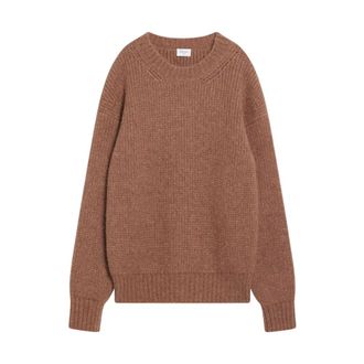 Saint Laurent Bruine Sweater Maglia Girocollo - Dames - Ronde hals truien - Bruin - L - Truien & Vesten
