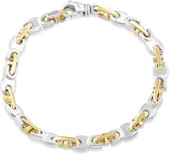 Pompeii3 Mens Designer Mariner 14k White & Yellow Gold Two Tone Solid 5-8mm Wide High Polished Bracelet