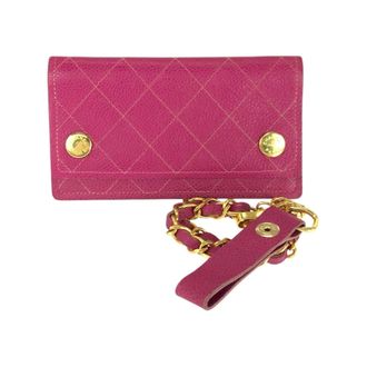 Chanel Pink Grained Calfskin Chain/Shoulder Wallet (Pre-Owned)