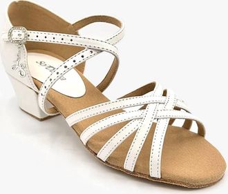 S&oacute; Dan&ccedil;a Womens Lacy Schwimmer Mambo Open Toe Ballroom Shoe In White