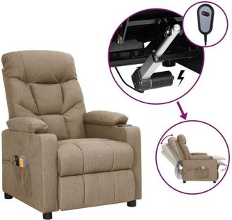 vidaXL Vidaxl - Sill&oacute;n De Masaje El&eacute;ctrico Tela Gris Taup&eacute;