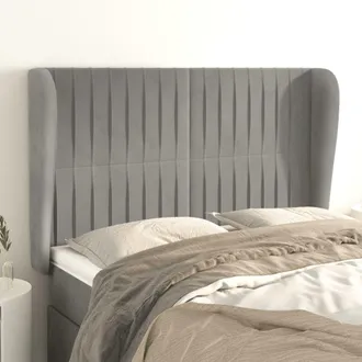 vidaXL Cabecero Con Orejas De Terciopelo Gris Claro 147x23x118/128 Cm Vidaxl