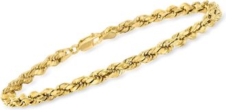 Canaria Canaria Mens 4mm 10kt Yellow Gold Rope Chain Bracelet