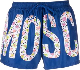 Moschino Badmode, Dames, Blauw, L, Zwemshort met trekkoord