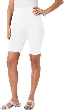 Roaman's Plus Size Everyday Essential Stretch Bike Shorts in White at Nordstrom, Size 6X