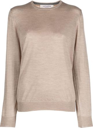 La Fileria mélange-effect crew-neck jumper - men - Silk/Virgin Wool - 54 - Brown