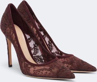 Gianvito Rossi Salones Claudia de encaje con ante