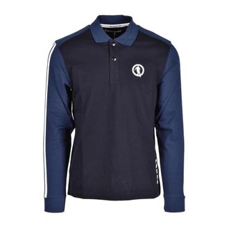 Dirk Bikkembergs Polo Shirts, male, Blue, S, Blue Long Sleeve Polo Shirt