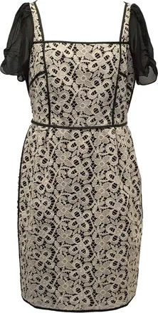 Hoss Intropia Black & Beige Short-Sleeve Lace Dress Size L