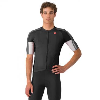 Castelli Mens Entrata 6 Jersey, UPF Sun Protection, Quarter Length Sleeve Jersey for Road Cycling & Gravel Biking & Racing, Light Black/Dark Gray/Smoky Gray, M