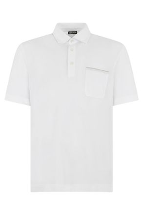 Ermenegildo Zegna White Solid Shirt Collar Polo