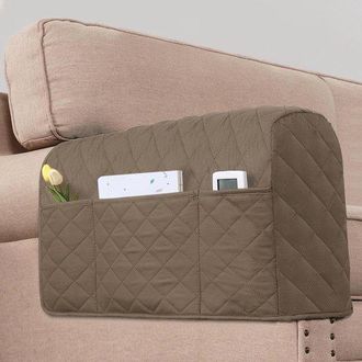 OEM Fundas Para Reposabrazos De Sof&aacute; (2 Unidades), Funda El&aacute;stica Para Sof&aacute;, Con 3 Bolsillos, Aptas Para La Mayor&iacute;a De Sof&aacute;s, Marr&oacute;n Oscuro