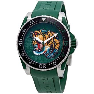 Gucci YA136316 Dive Green Tiger Head Dial Mens Watch - One Size