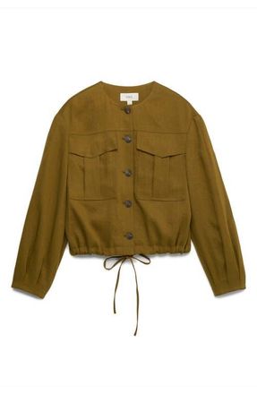 M&S Collection Collarless Jacket in Mossy Brown at Nordstrom, Size 10