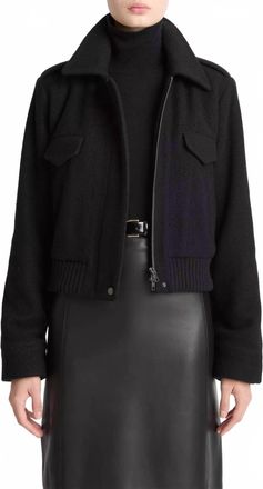 Vince Italian Wool-Blend Cropped Jacket In Black