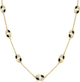 Italian Gold, Inc 14K Yellow Gold Designer Necklace - Mother of Pearl & Onyx