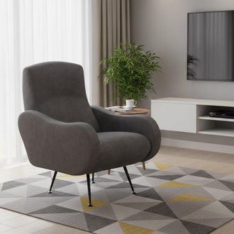 Dmora Sill&oacute;n Lasnigo, Con Reposabrazos, Soporta Hasta 90 Kg Made In Italy, Estructura De Madera, 70x100x98h Cm Gris