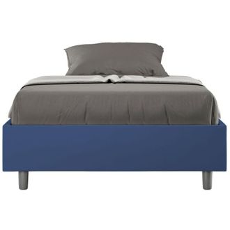 ITYhome Ityhome - Letto una piazza e mezza rivestito in Similpelle - azelia - Dimensione Rete: 120x200 - Colore: Blu - Tipologia Letto: Con Rete