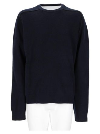 Maison Margiela Crew Neck Sweater In Deep Blue Virgin Wool