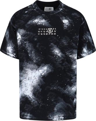 Maison Margiela Tie-Dye Graphic T-Shirt with Numeric Logo Detail