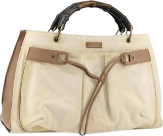 Gucci Pre-owned Handbags, female, Beige, Size: ONE SIZE Pre-owned Canvas Handbag