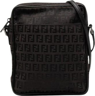 Fendi Pre-owned Vintage Canvas Shoulder Bag - Dames - Vintage Schoudertas - Zwart - ONE Size - Leer - Vintage