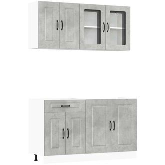 vidaXL Vidaxl - Mueble cocina Kalmar gris hormigón 4 pzas madera contrachapada