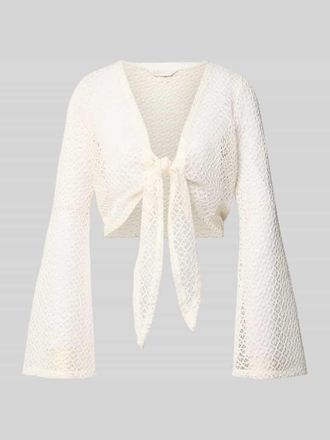 Apricot Strickjacke mit Knotendetail und Trompeten&auml;rmeln in Offwhite, Gr&ouml;&szlig;e XXL