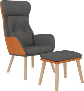 vidaXL Vidaxl - Sill&oacute;n De Relax Con Taburete Tela Y Cuero Sint&eacute;tico Gris Oscuro