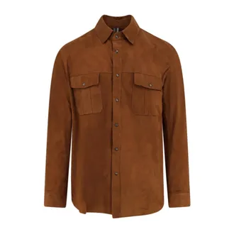 DFour Dfour, Heren, Overhemden, Bruin, Maat: XL Su&egrave;de