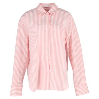 Frankie Shop Oversized Stripe Poplin Shirt in Pink Cotton
