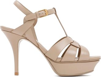 Saint Laurent High Heel Sandals, female, Beige, Size: 8 1/2 US Tribute Platform Sandal