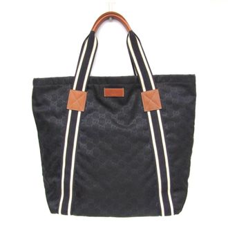 Gucci Dark Navy Nylon Leather Tote Bag (Pre-Owned)