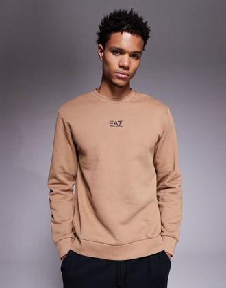 Emporio Armani Armani - EA7 Train Core - Felpa color pietra con logo centrale-Neutro