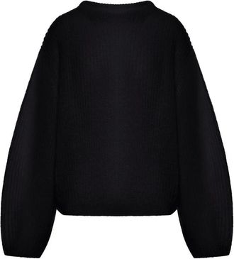 Toteme Mohair Blend Rib Knit - Dames - Ronde hals truien - Zwart - M - Wol - Truien & Vesten