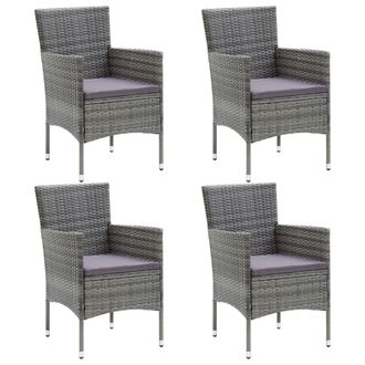 vidaXL Vidaxl - Sillas De Comedor Para Jard&iacute;n 4 Unidades Rat&aacute;n Sint&eacute;tico Gris