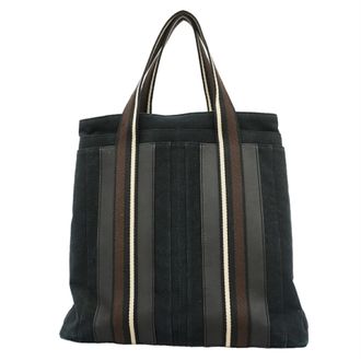 Herm&egrave;s Black Canvas Tote Bag (Pre-Owned)