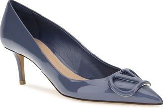 Valentino Garavani Womens Vlogo Signature Patent Leather Pumps Blu Polvere High Heel Shoes