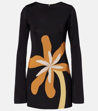 Cala de la Cruz Maisha floral jersey minidress