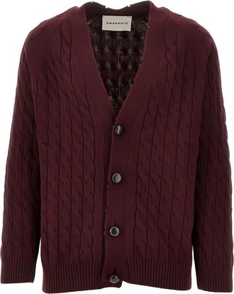 Amaranto cable-knit button-front cardigan - Red