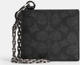 Coach Billfold Wallet With Chain In Signature Canvas