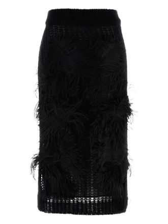 The Attico crochet-knitted midi skirt - Nero