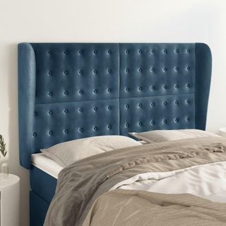 vidaXL Cabecero Con Orejas De Terciopelo Azul Oscuro 147x23x118/128 Cm Vidaxl