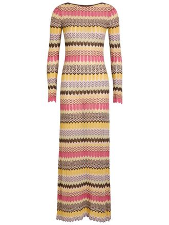 Faithfull The Brand Pedro Chevron Metallic-knit Maxi Dress - Stripe - S (UK8-10 / S)