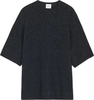 Alysi T-shirt van kasjmier - Dames - Truien - Grijs - Maat: XS Kasjmier
