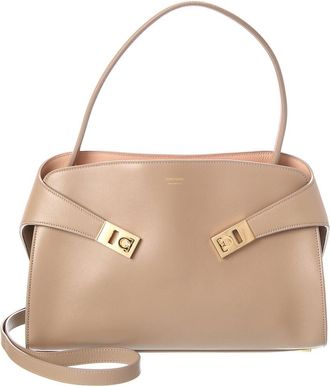 Ferragamo Hug Soft Bicolor Leather Shoulder Bag