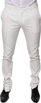 Dolce & Gabbana Mens White Cotton Tapered Formal Dress Pants
